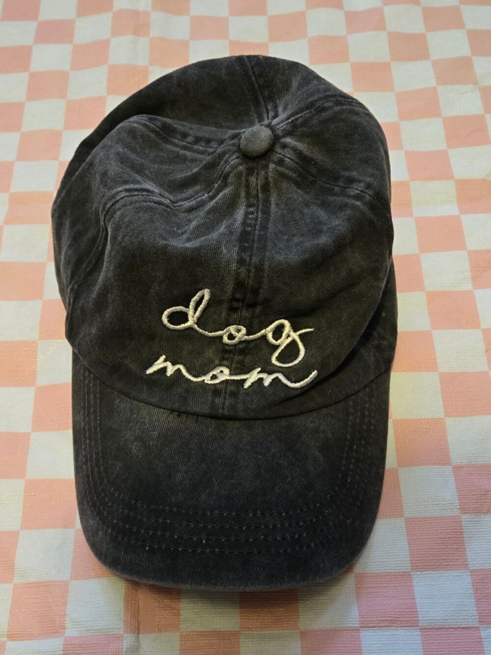 dog mom baseball hat vintage dark wash